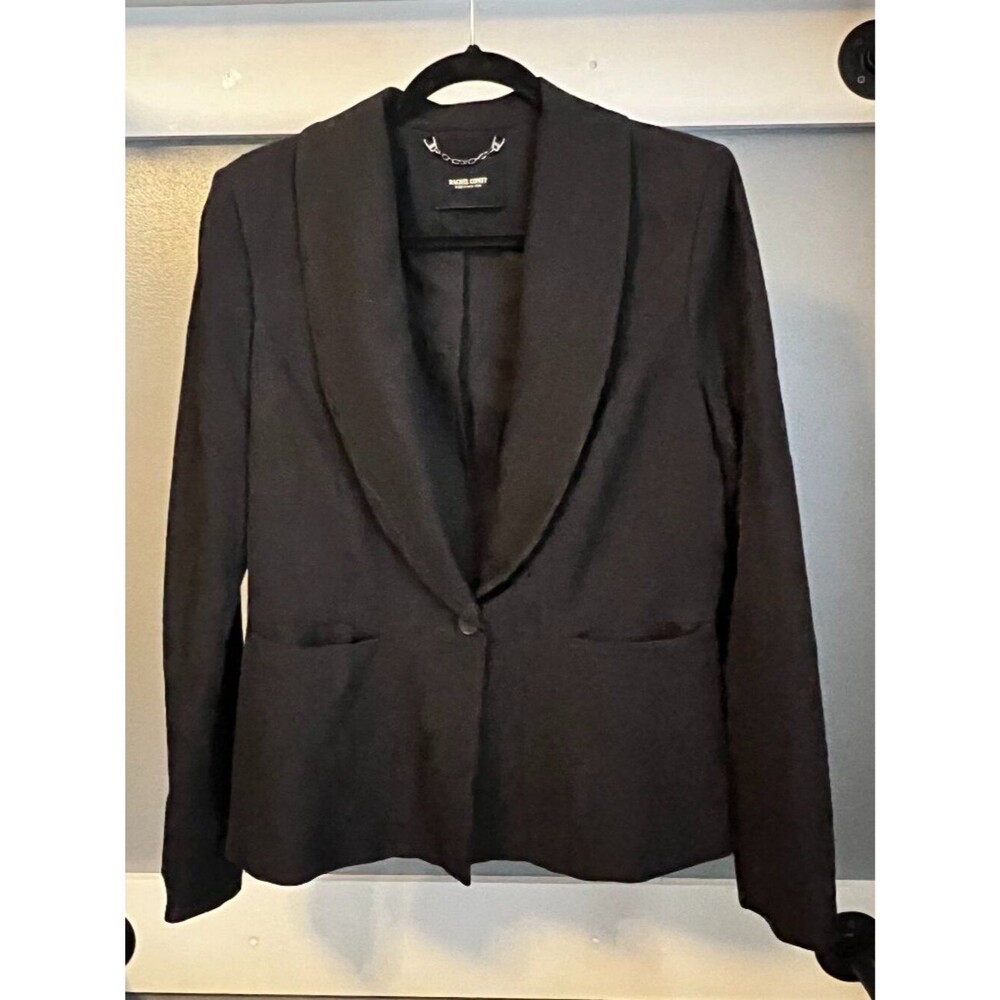 Rachel Comey Black Wood Grain Print One Button Blazer Jacket Size 8 Quiet Luxury - Picture 2 of 8
